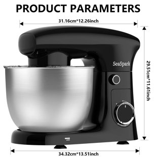 Seaspark Stand Mixer, 5.5qt Tilting 10 Speed Kitchen Electric Mixer With Stainless Steel Bowl, Dough Hook, Flat Mixer, Suitable For Most Home Chefs