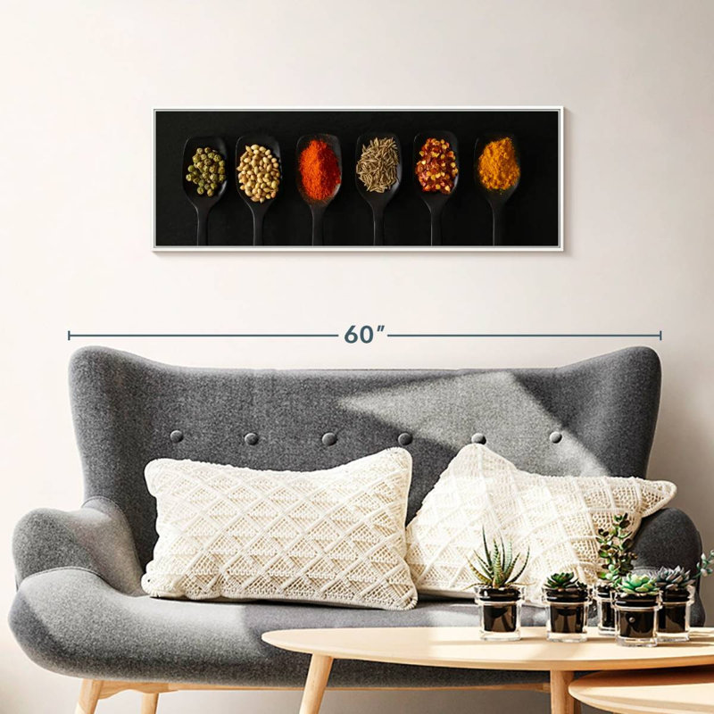 Cuillères d'épices séchées, 37 po x 13 po, Cadre flottant blanc