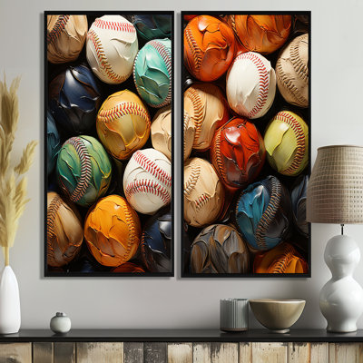 Baseball Collage I - Multi-Color Wall Art 2 Panels