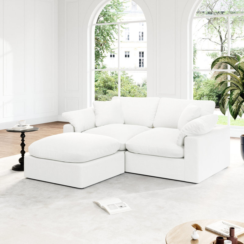 Upholstered Cloud Modular Sectional Sofa, Modern Comfy Couch Filled With Down, Convertible Deep Seat Couches For Living Room Apartment Lounge Bedroom