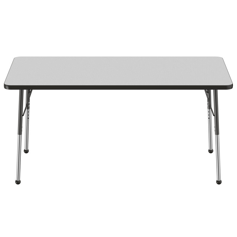 Table d'activité rectangulaire à hauteur réglable en forme de T, Gris / Noir, Roulement à bille standard, 18 po x 30 po