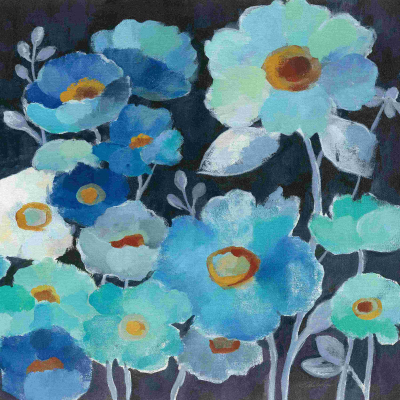 Fleurs indigo III, H 12 po x l 12 po, Non, Wrapped Canvas