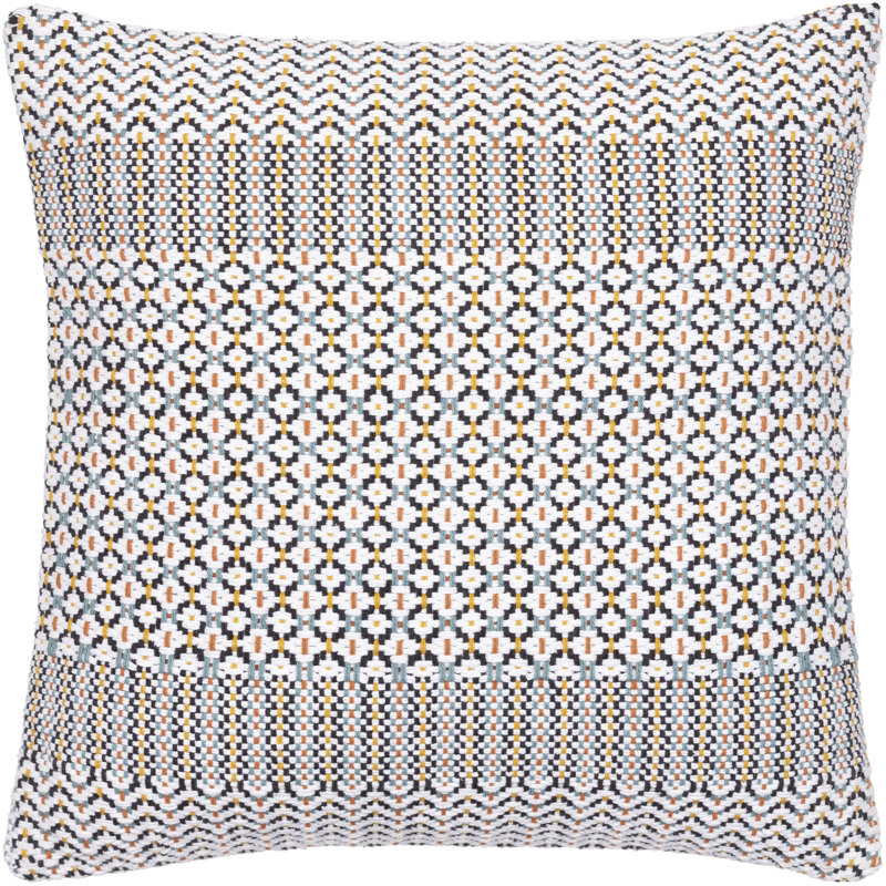 Geometric Cotton Pillow Cover, 22" x 22"
