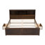 Lit plateforme très grand en bois avec tête de lit à plusieurs tiroirs - construction robuste, couleur antique, tiroirs sans sommier, nécessaire, look élégant-118042312