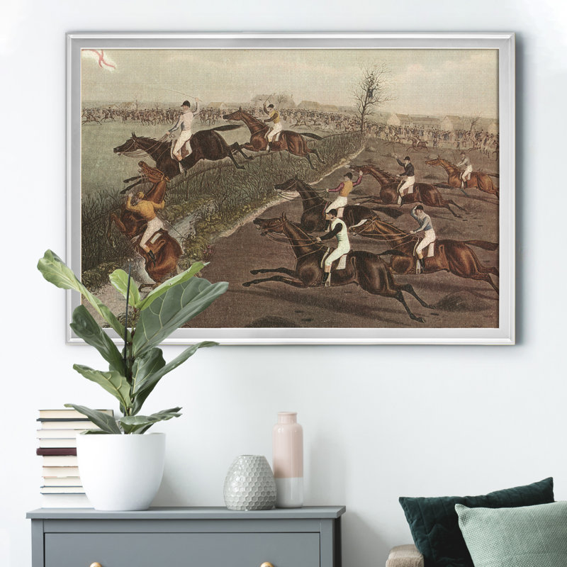 " The Grand Steeple Chase II ", 26.5" H x 36.5" W x 1.5" D, Silver