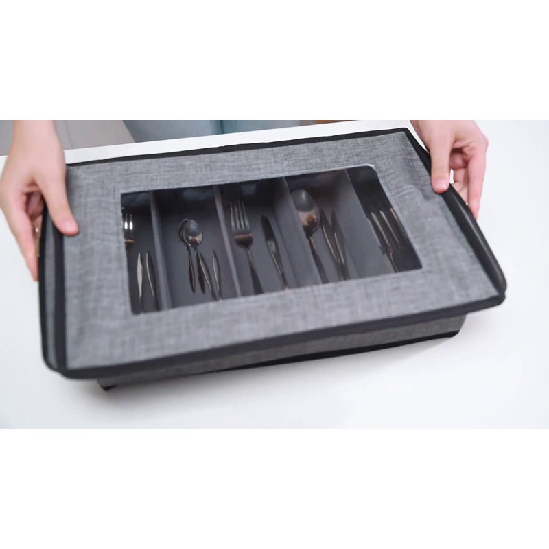 Gray Hard Shell Dinnerware Storage Set with Dividers