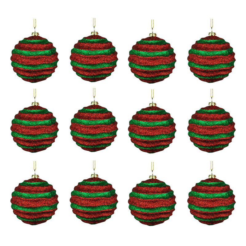 Ensemble d'ornement boule 12 pièces, Rouge / Vert