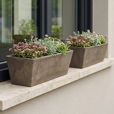 Cara 2-Piece Composite Window Box Planter Set