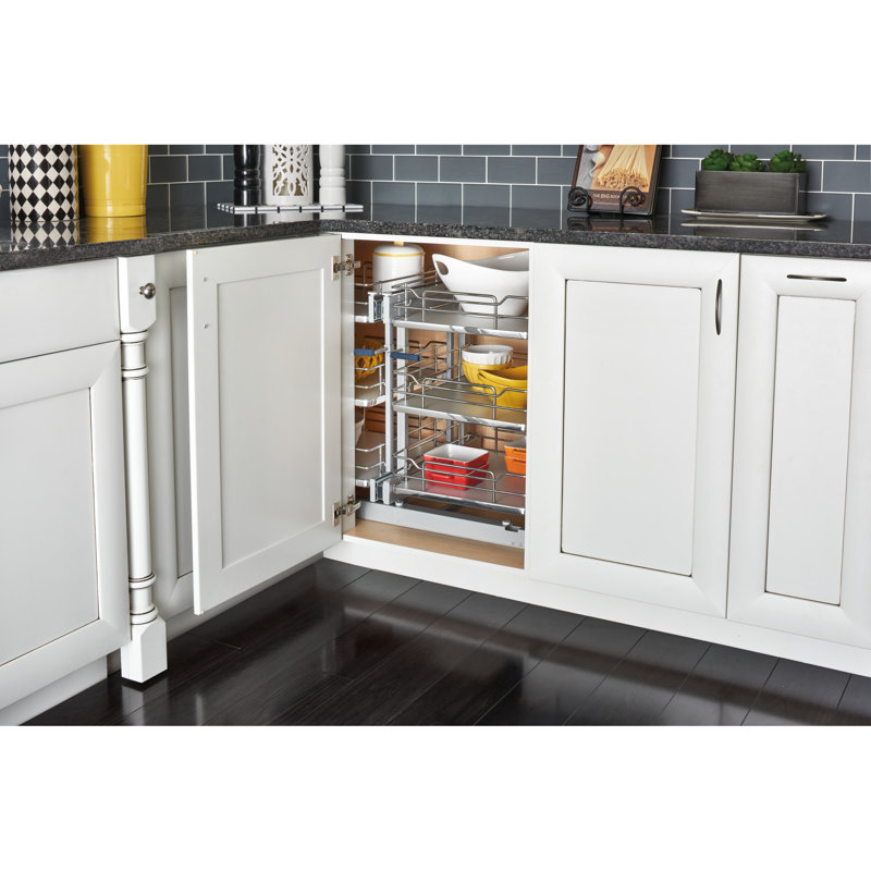 Organisateur de fond solide en acier à 3 niveaux Rev-A-Shelf, gris, L 26,25 po