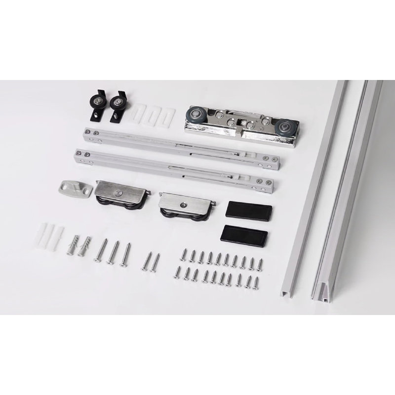 Flush White Solid Composite Core Sliding Barn Door Kit with Black Hardware