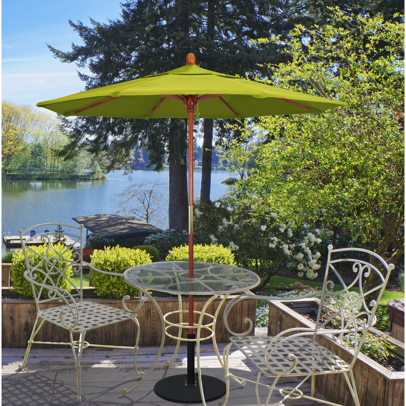 Manford 108'' Outdoor Umbrella, Red- Olefin
