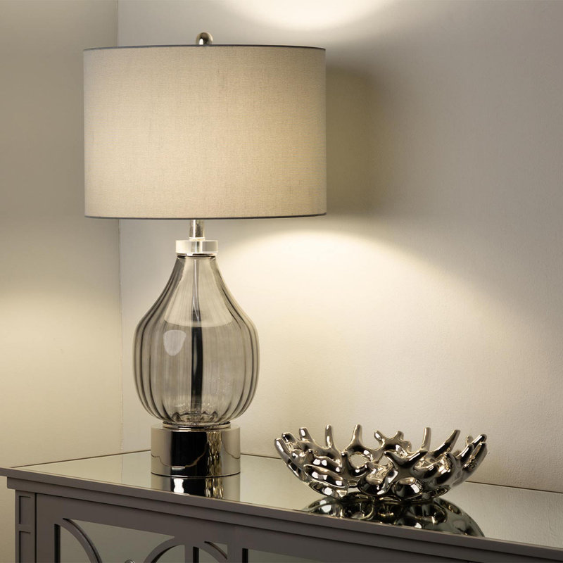 Abby-May 73.5cm Tall Table Lamp for Bedroom Furniture, Bedside Buffet Lamp with Glass Base