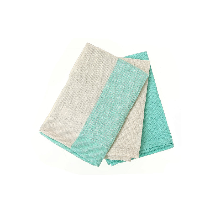 Cotton Waffle Kitchen Towel Linen Set, Green
