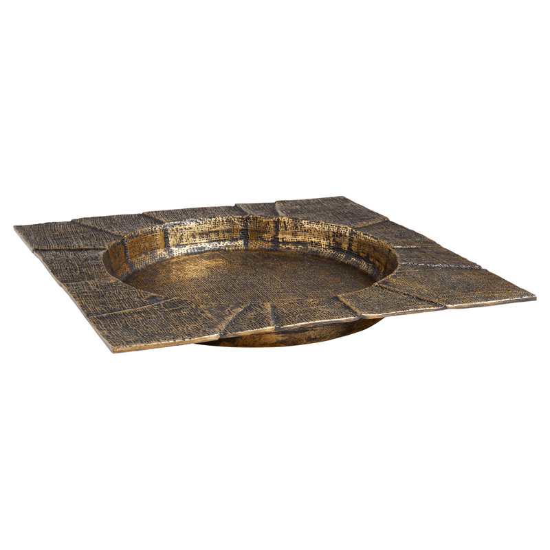 Baxter Metal Tray, 2.5" H x 20" W x 20" D, Antique Brass