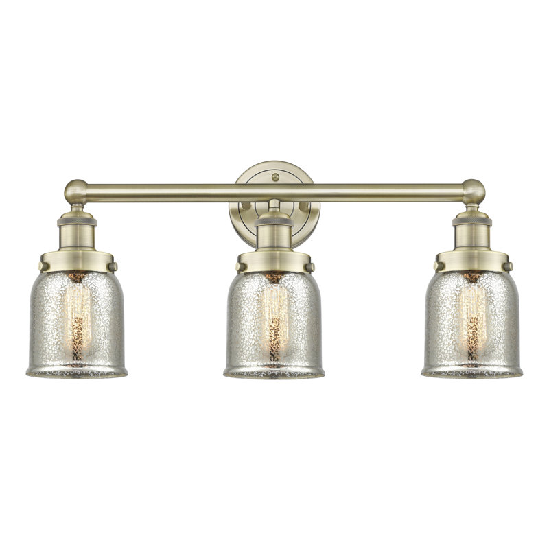 Éclairage de salle de bain à intensité variable à 3 lumières Armoni, Argent mercuré plaqué, Laiton antique