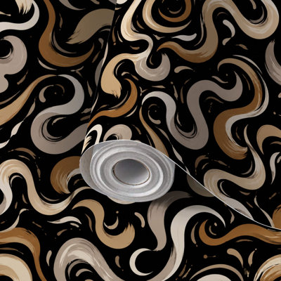 Papier peint auto-adhésif à motifs abstraits et tourbillonnants de couleur terre 17,7 po x 118 po (45 x 300 cm)