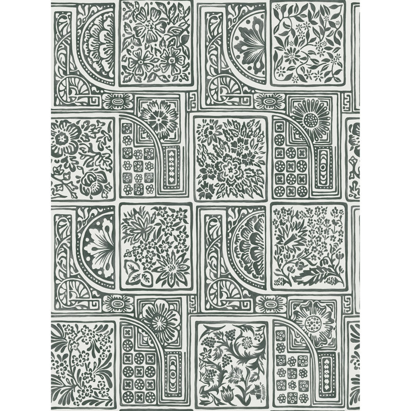 Mariinsky Bellini Floral Wallpaper Roll, Black/White