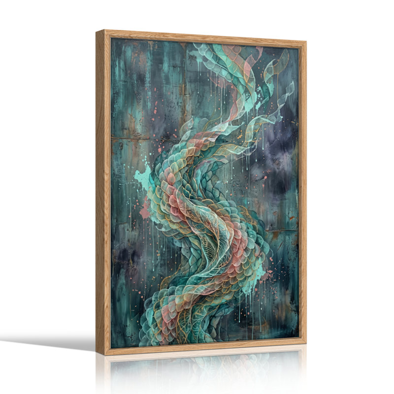 Abstrait dragon, art mural sur toile, ensemble de 1, Naturel, H 48 po x l 36 po