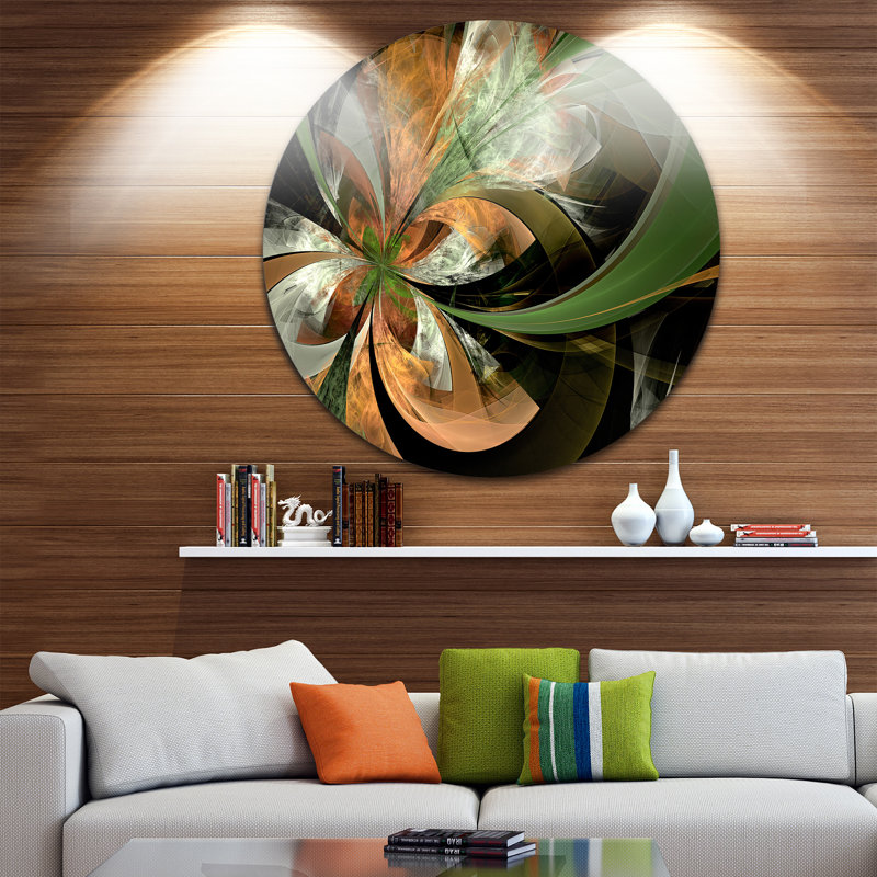 «Orange and Green Fractal Flower», impression sur métal, H 23 po x l 23 po x P 1 po
