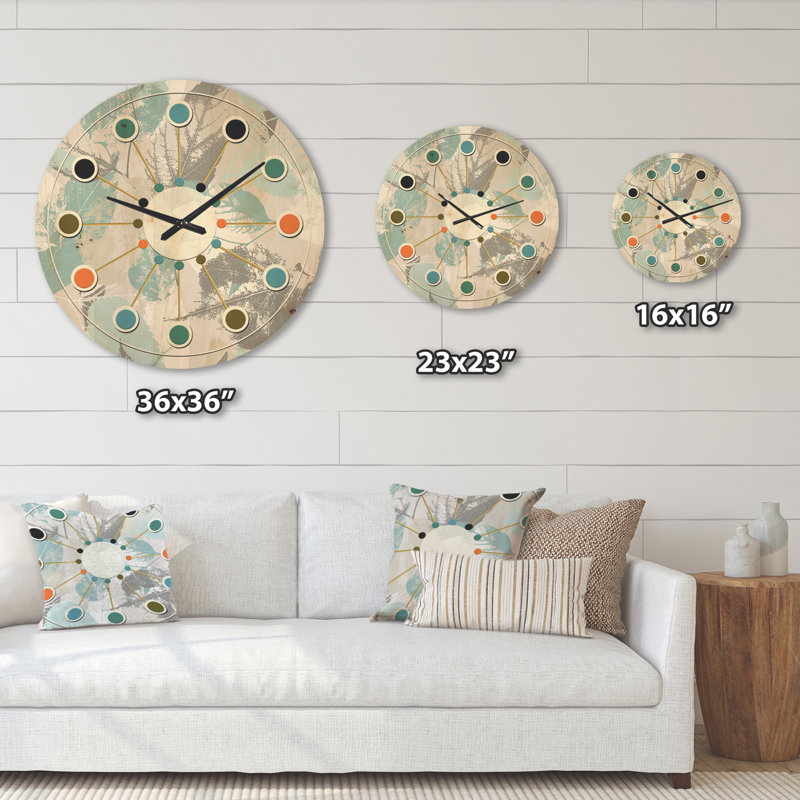 Horloge murale en bois Foliage Design I, Très grand