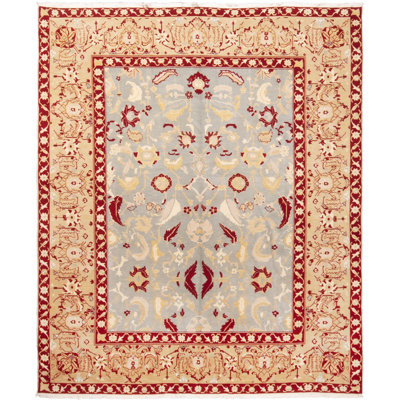 Rug & Kilim Modern Agra Transitional Blue, Red, And Beige Wool Rug With Herati Design