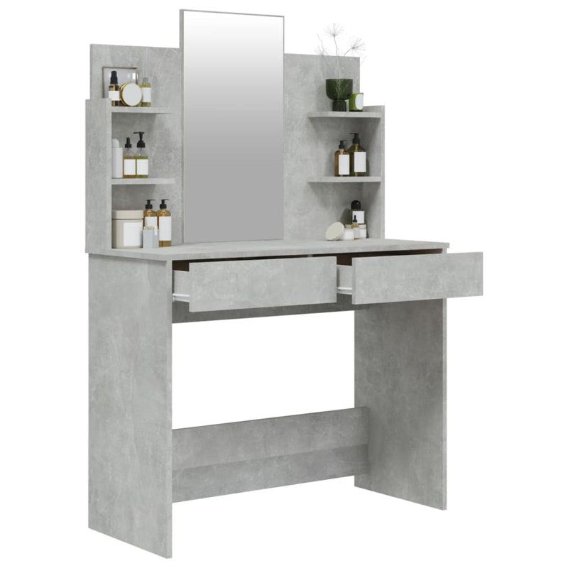 Sartell Dressing Table with Mirror, Concrete Grey