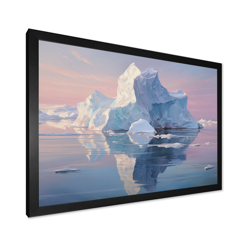 Iceberg blanc et blanc sérénité, H 16 po x l 32 po x P 1 po, Cadre simple noir