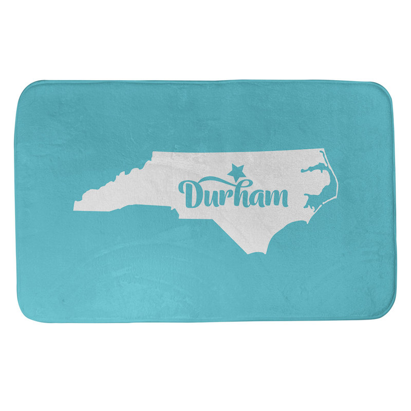 Tapis rectangulaire antidérapant pour salle de bain, L 21 po x L 34 po, Sarcelle, Durham, Caroline du Nord 