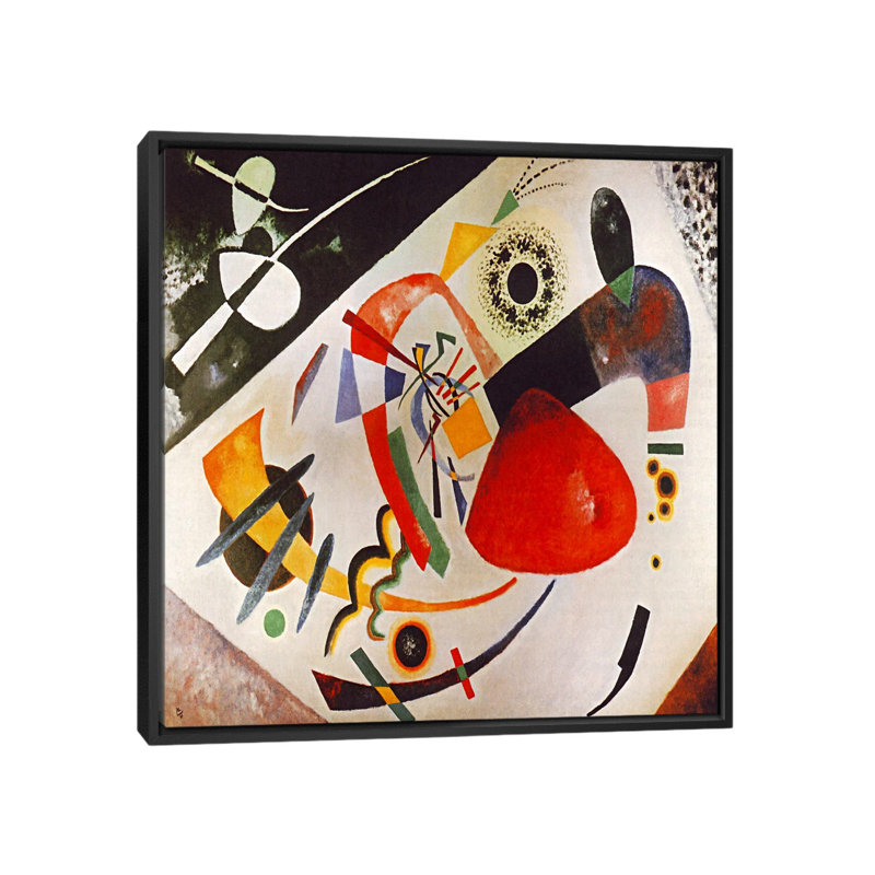 "Red Spot" par Wassily Kandinsky, impression sur toile, H 18 po x l 18 po x P 1,5 po, Toile avec cadre noir, Pas de tapis