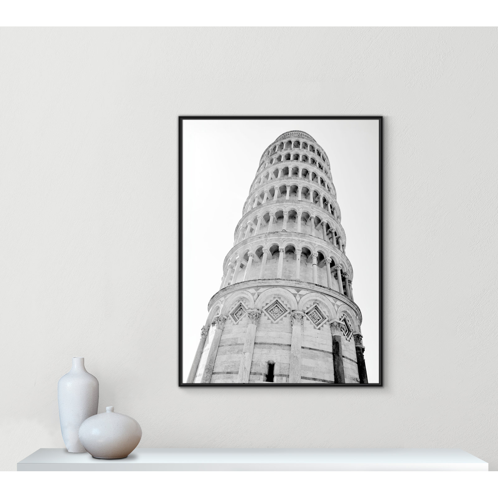 Iconic City Collection "Pisa" Print by Natalie Carpentieri, Black Floater Frame, No, 49.5" H x 37.5" W x 2" D