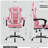 Game chair with footrest, high-back PVC leather ergonomic gaming chair, with adjustable headrest and lumbar support, racing style video game chair, suitable for office/home (pink)-12984434