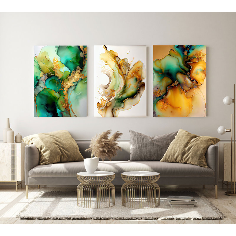 «Modern Tropics», ensemble de 3 reproductions d'art sur acrylique