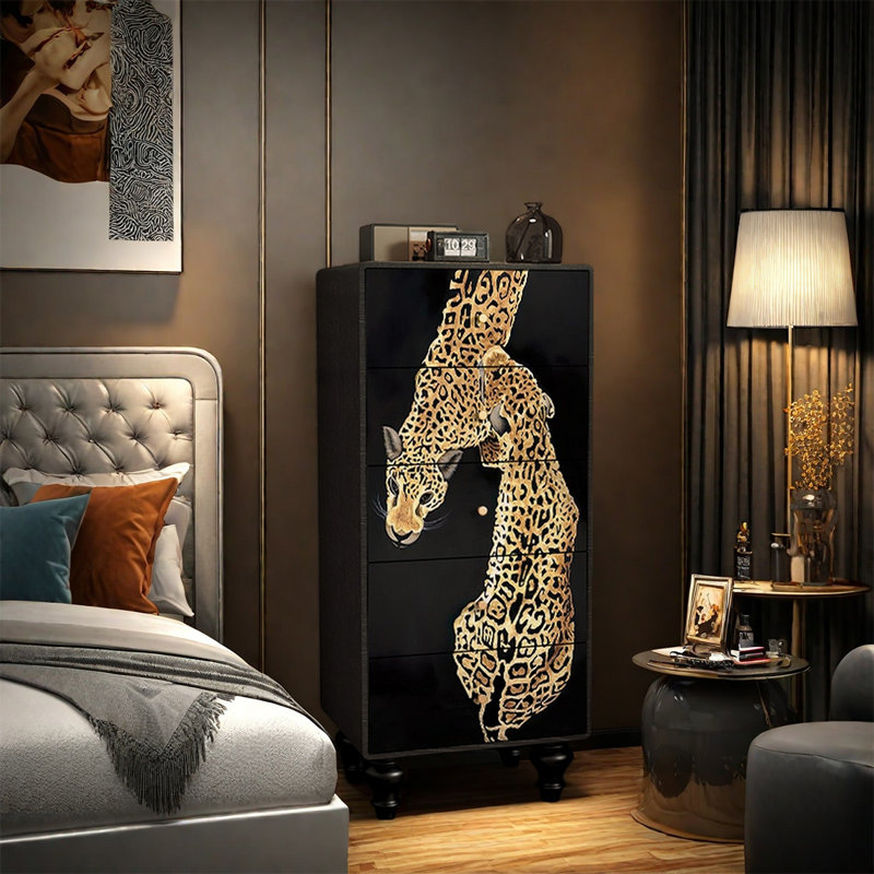 Armoire de rangement décorative en bois de frêne, Black