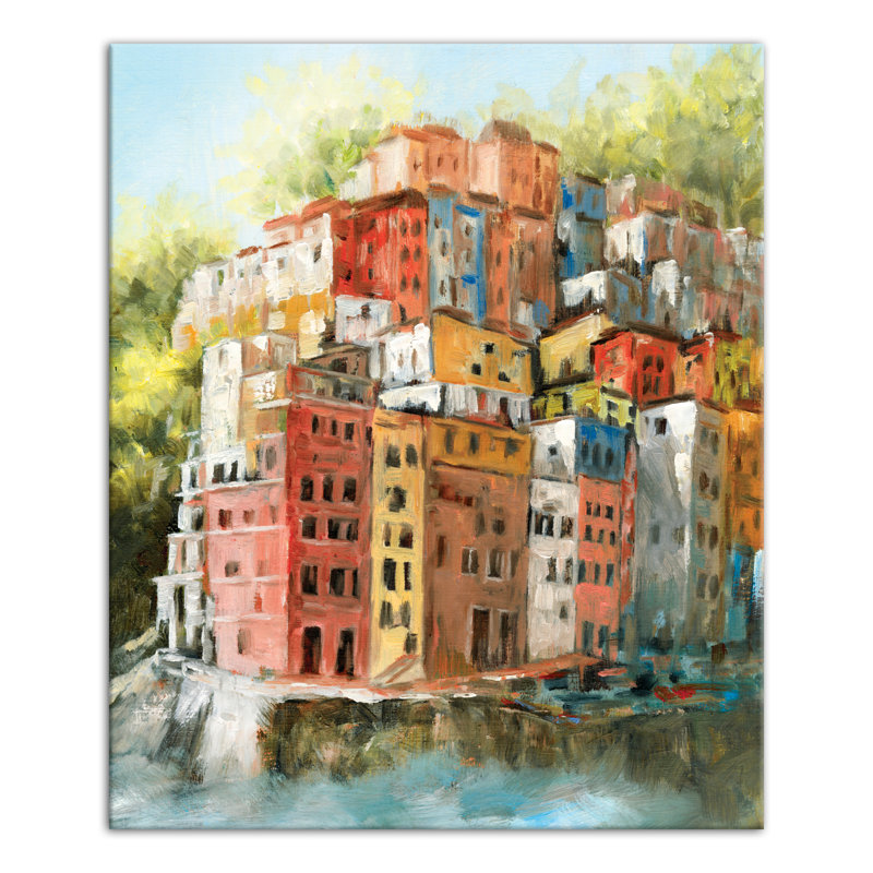 Méditerranée - peinture sur toile, Toile tendue, H 24 po x l 20 po x P 1,25 po