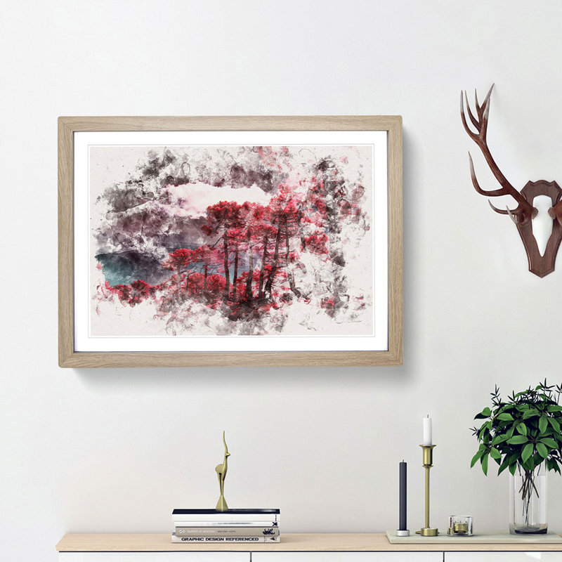 Plum Forest - Framed Print, 62cm H x 87cm W x 2cm D, Oak Framed