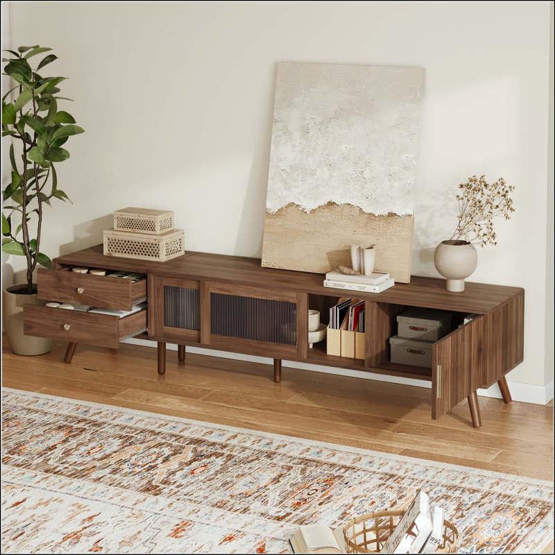 Meuble télé 76 po avec porte en verre