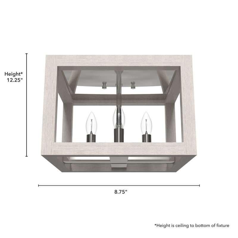 Squire Manor 12.25" Distressed White and Chrome Flush Mount Light