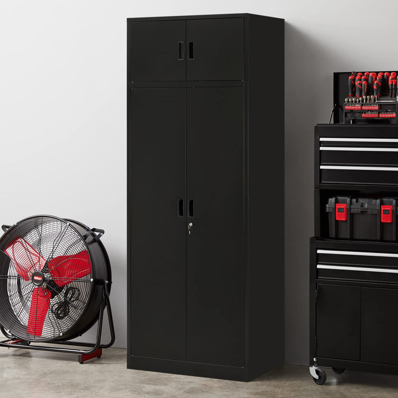 Lynika Steel Single Storage Cabinet (86.6" H x 31.5" W x 15.75" D)