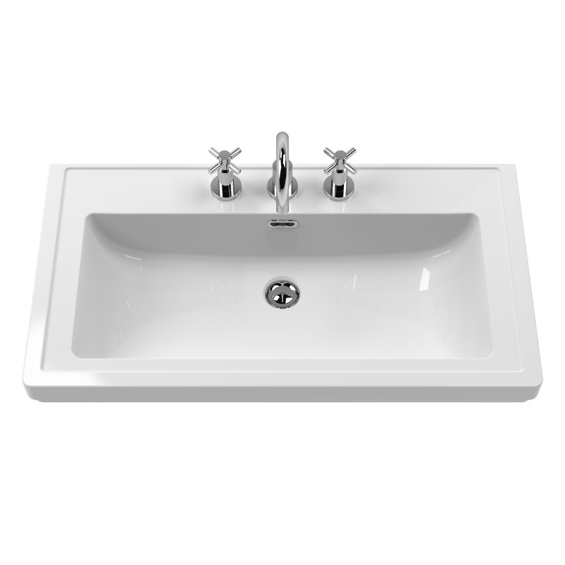 Old London 830mm Single Bathroom Vanity with Integrated Fireclay Basin, Grey