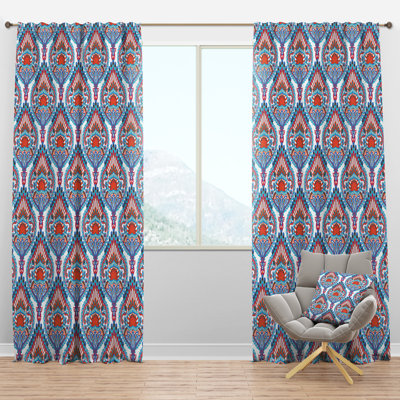 Panneau de rideau simple semi-diaphane avec passe-tringle Damask