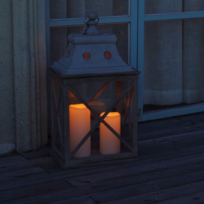 2 Piecer Waterproof Outdoor Flameless Pillar Candles With Remote And Timers (Warm Yellow Light), 8" H x 4" W x 4" D