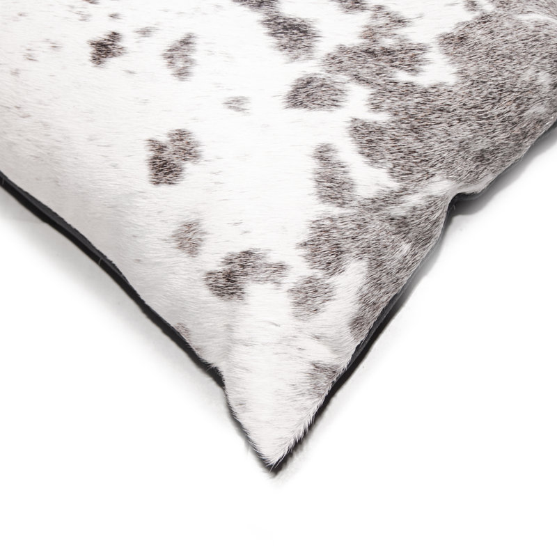 Torino Leather/Suede Lumbar Rectangular Pillow Cover & Insert, Gray/White