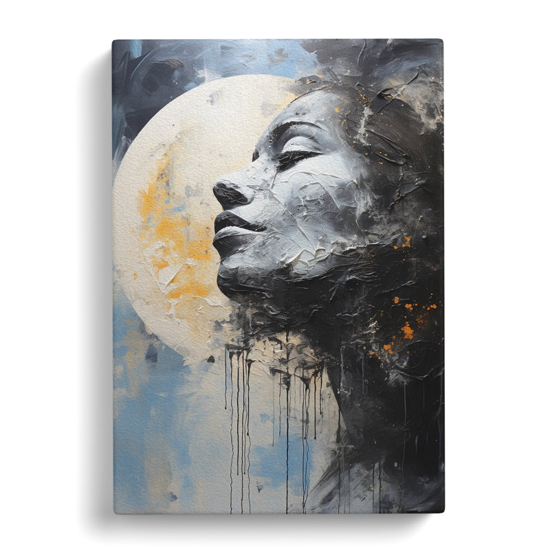 Moon Gestural Art No.2 - Wrapped Canvas, 76cm H x 50cm W x 3cm D