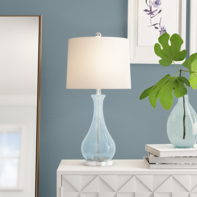 Lodewyk Glass Table Lamp, Clear Crackle