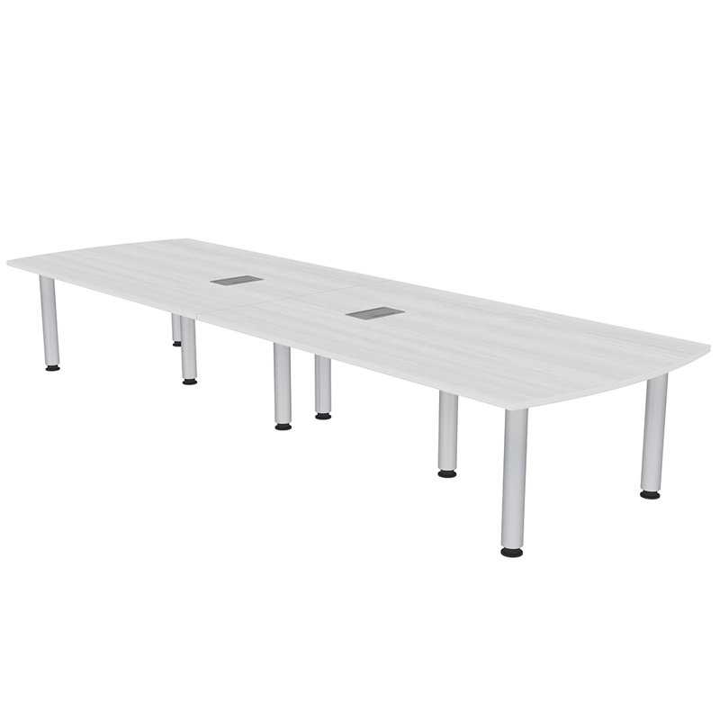Table de conférence Arc, L 120 po x l 48 po, Cyprès blanc, Argent argent