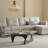 50.9 " Triangle Glass Top Coffee Table with Solid Wood Base and Thickened Tempered Glass – Modern Living Room Accent Table-1162614500-1168237883