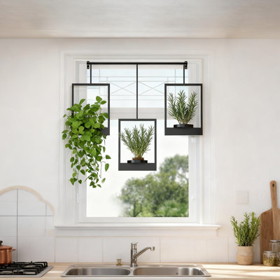 Wall Mounted Plant Hanger Frame For Indoor Plants - Decorative Window And Wall Planter Holder With Metal Rod For Living Room, Entryway, Bedroom
