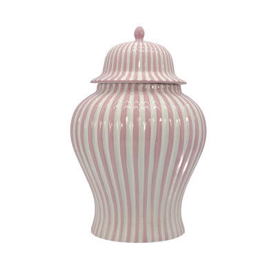 Pink & White Candy Cane Striped Ceramic Vase 18"