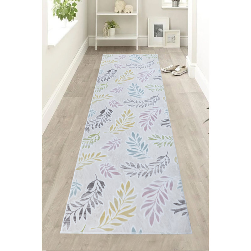 Tapis sur mesure à motif antidérapant à motif de feuilles de gel sur mesure, Tapis de couloir 2 pi 7 po x 46 pi
