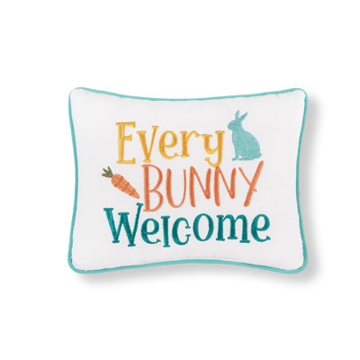Every Bunny Welcome Embroidered Throw Pillow